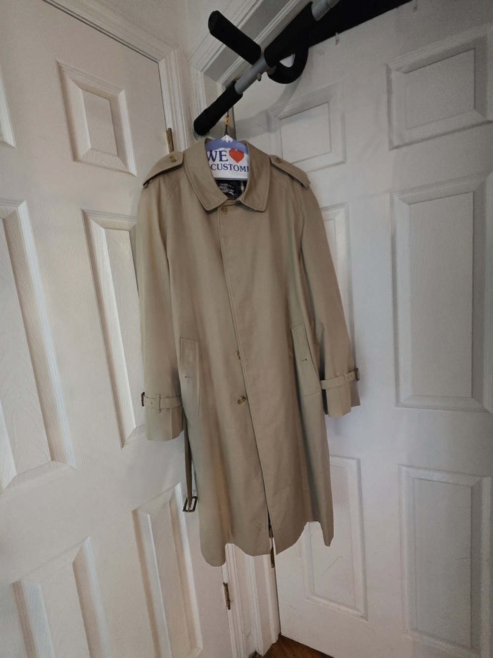 Vintage Burberrys Trench Coat Beige Tan Nova Check Lining 42R Fair Cond